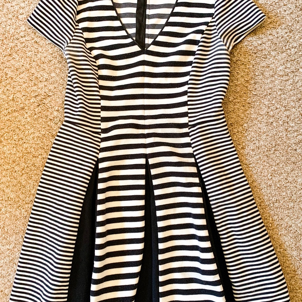 Black and White Striped Flare Dress